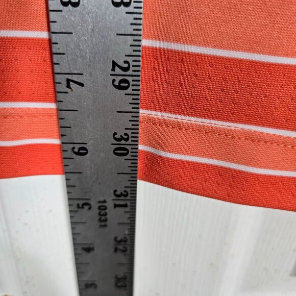Nike Golf Tour‎ Performance Polo Shirt Dri-Fit Large Short Sleeve Orange Striped - Picture 6 of 8